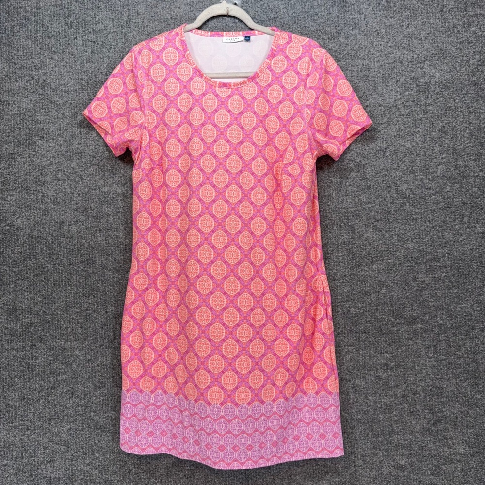 Cabana Life Shirt Dress Women Large Pink Medallion UPF 50+ Sun Resort Pockets